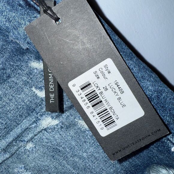 One x Teaspoon Lucky Blue Bonita High Waist Distressed Denim Shorts Size 26 NWT - Picture 4 of 10